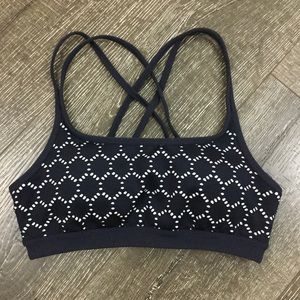 Athleta women’s navy eyelet sports bra